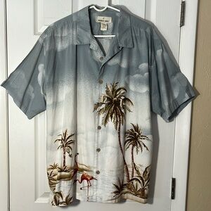Paradise shores Hawaiian mens short sleeve button down shirt color bone sz XL